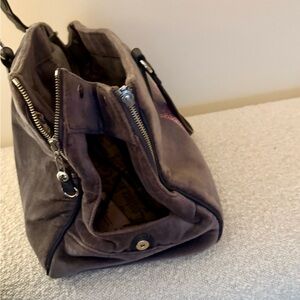 Vintage juicy couture dog bag, slightly used, gray velvet, pink rhinestone logo
